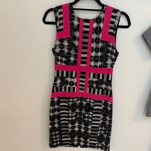BCBGMaxAzria Pink and Black Geometric Mini Dress